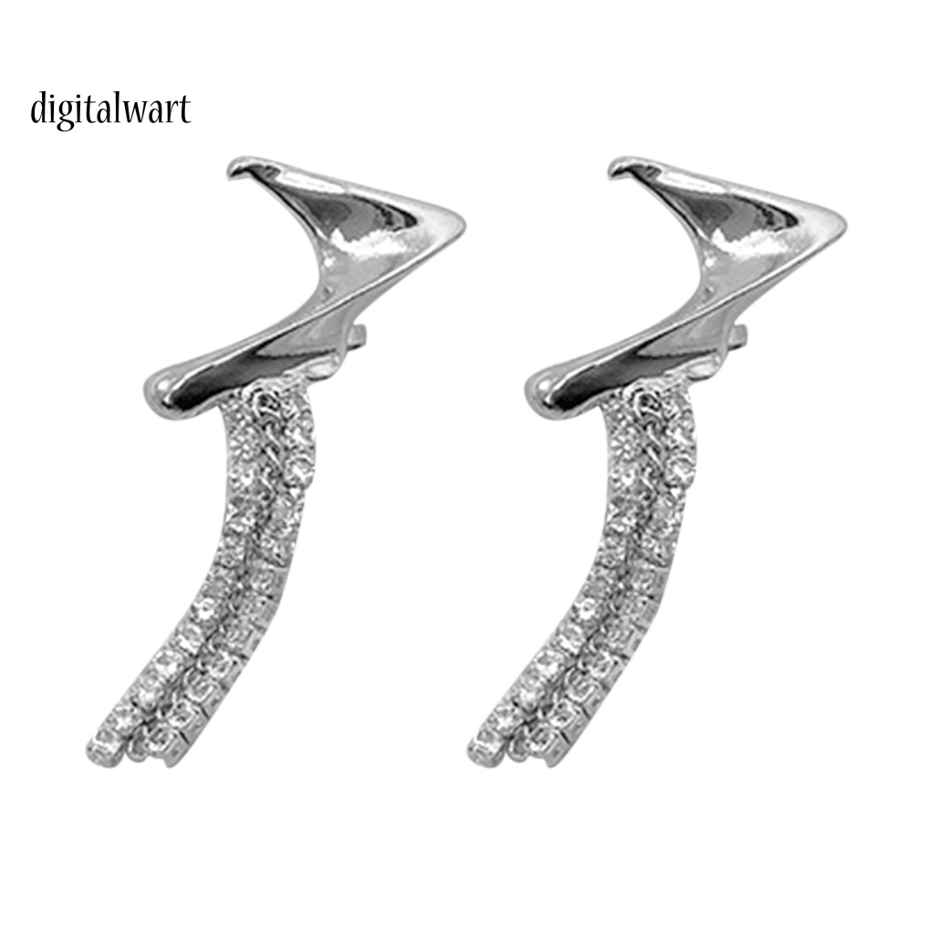 Kỹ Thuật Số| 1 Cặp Khuyên Kẹp Vành Tai Đính Đá Phối Tua Rua Phong Cách Hip hop Thời Trang Cho Nữ