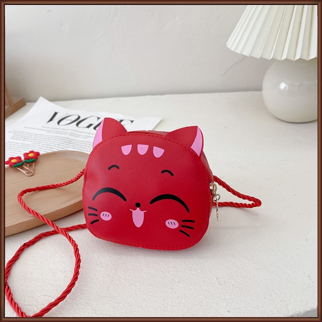 Túi Đeo Vai Da Pu Hình Động Vật Hoạt Hình Đáng Yêu Có Khóa Kéo Cho Bé Gái
