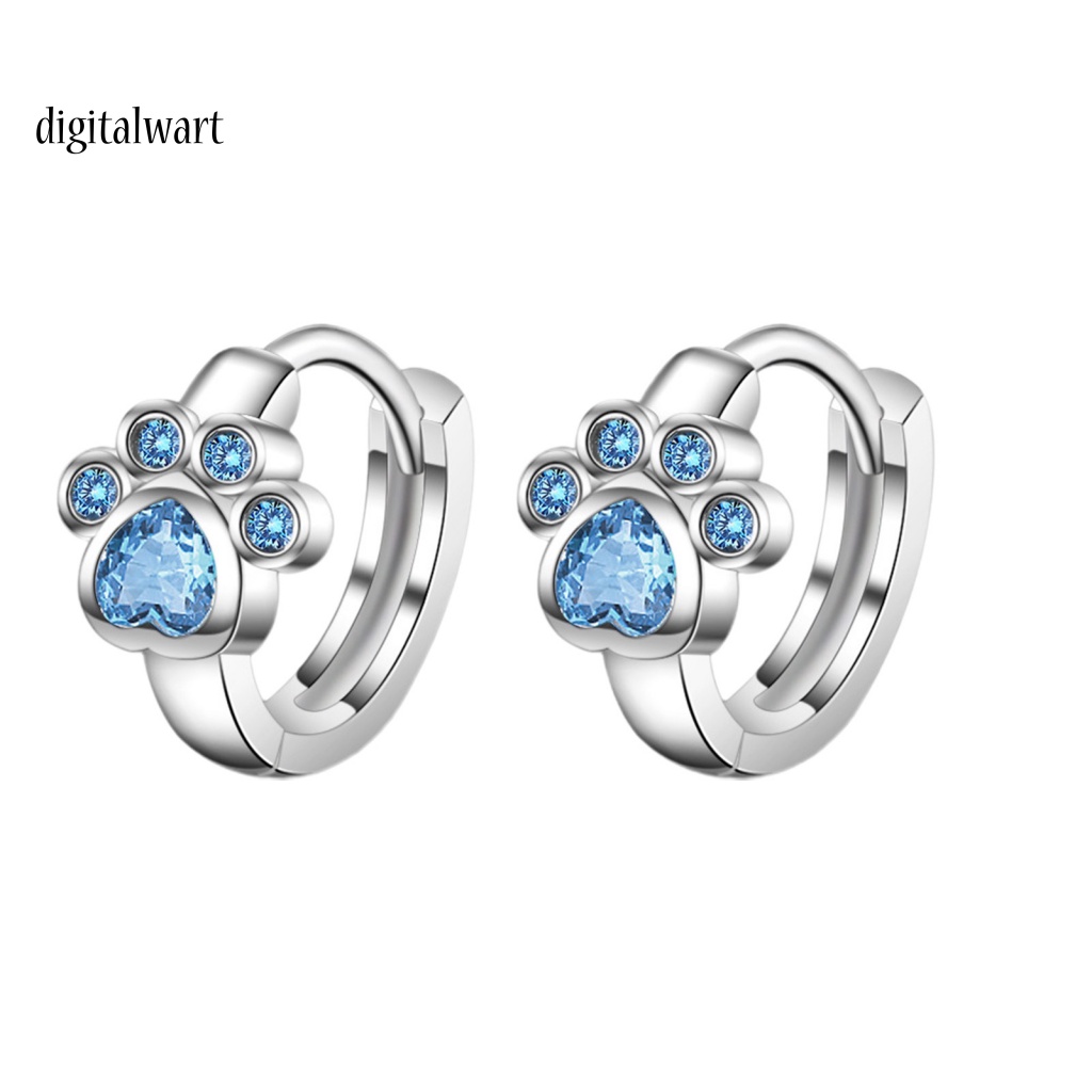 Kỹ Thuật Số| 1 Đôi Bông Tai Xỏ Lỗ Hình Dấu Chân Động Vật Đính Đá Zircon Lâu Trôi Dễ Thương