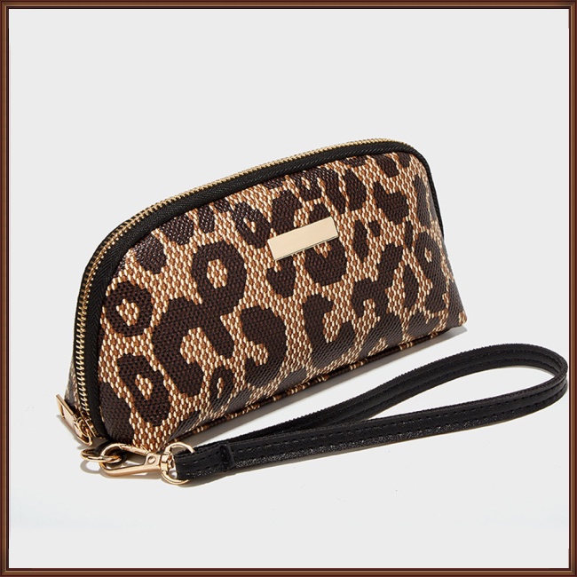 Túi Da Pu Cầm Tay Nhỏ Xinh In Họa Tiết Da Báo Chống Thấm Nước Cho Nữ