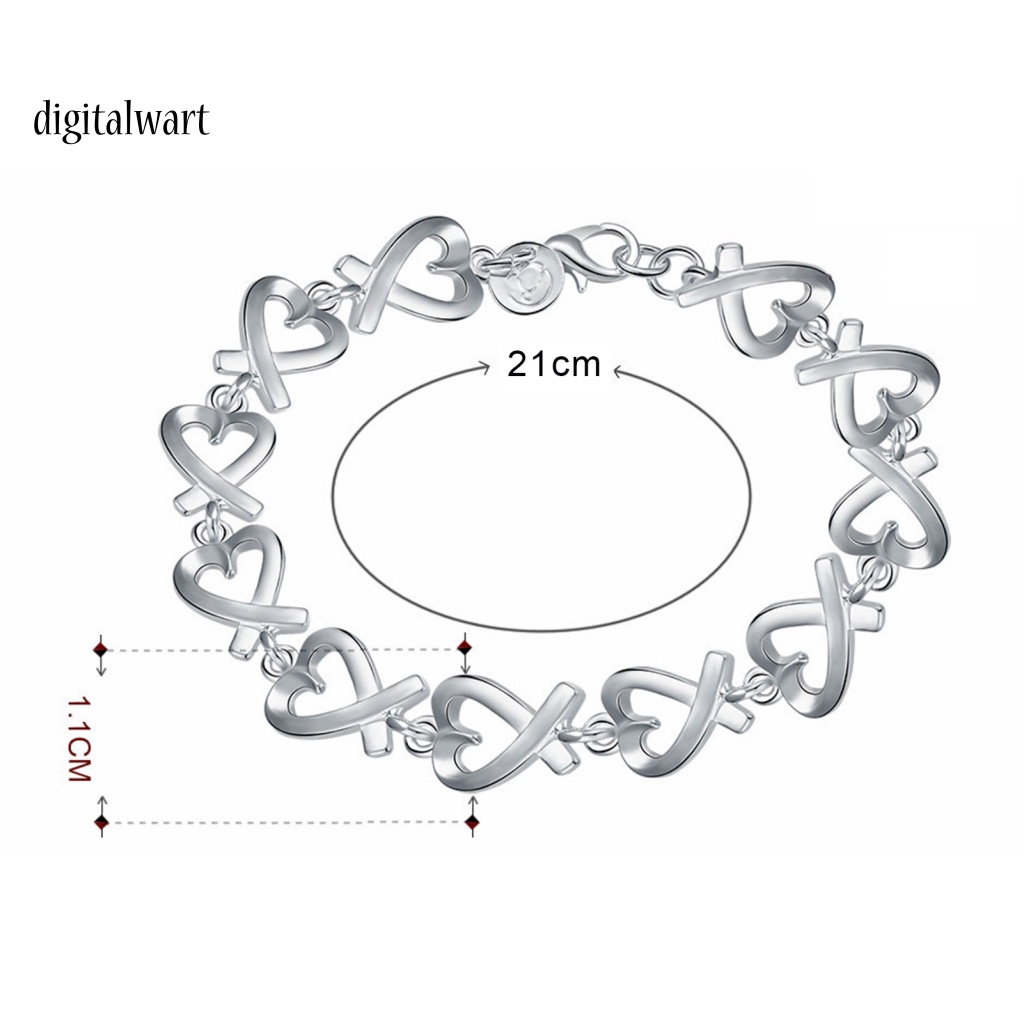 Kỹ Thuật Số| Vòng Đeo Tay Dạng Chuỗi Trái Tim Màu Sắc Bạc Khối Lượng Nhẹ 21cm Dành Cho Nữ