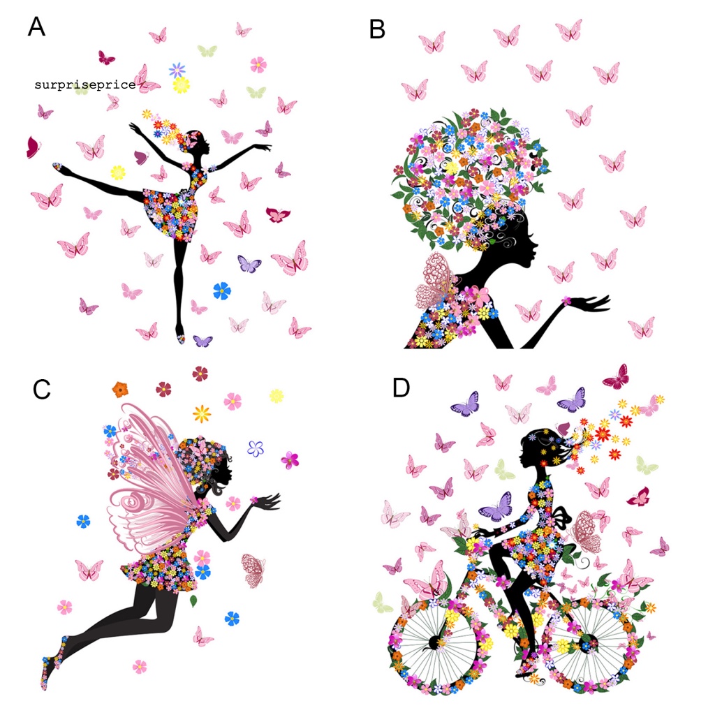 1 Tấm Decal dán tường DIY Hình Cô Gái Múa Ba Lê Hoạt Hình Nhiều Màu Sắc Trang Trí Nhà Cửa