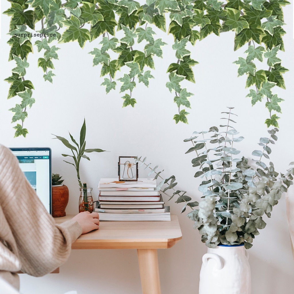 Sticker Dán Tường Bằng PVC Họa Tiết Lá Salix Dễ Thương Bắt Mắt