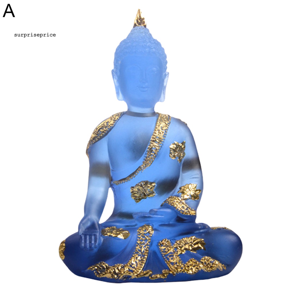 Tượng Phật Ngồi Trong Suốt Bằng Nhựa Resin Tinh Khiết Màu Xanh Dương Dành Cho Vườn Nhà
