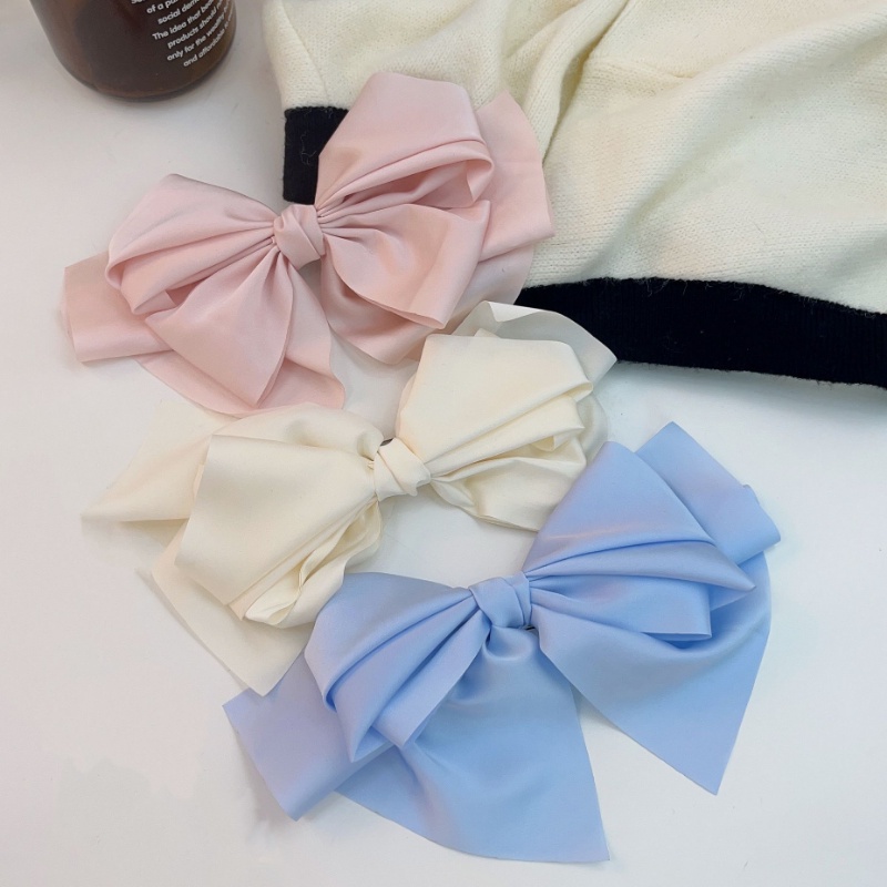 Kẹp Tóc Nơ Satin Nhiều Lớp Sang Trọng Nhập Khẩu Từ Hàn Quốc