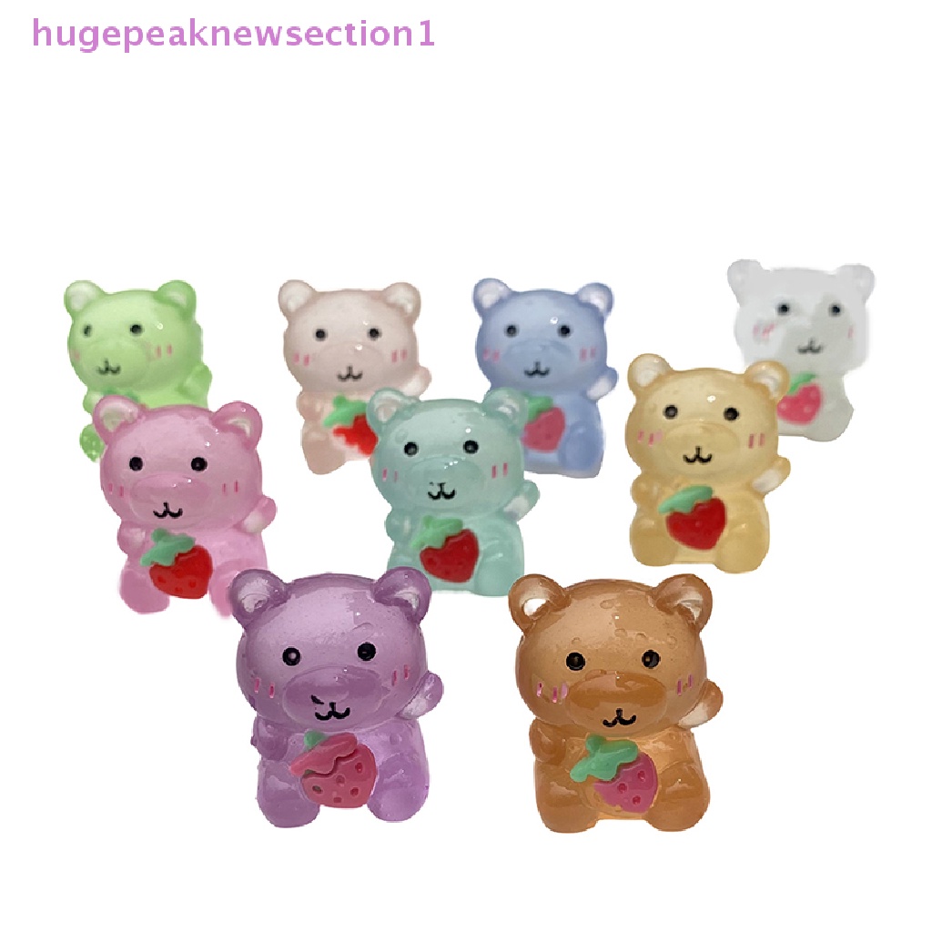 Set 1 2 Gấu Dâu Tây Hoạt Hình Phát Sáng Trang Trí Tiểu Cảnh