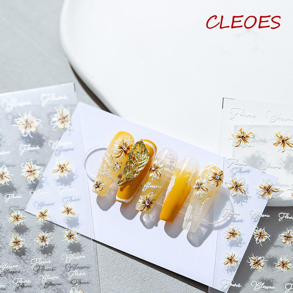 Miếng Dán Móng Tay Tự Dính Họa Tiết Hoa Lá / Chữ Tiếng Anh Thời Trang