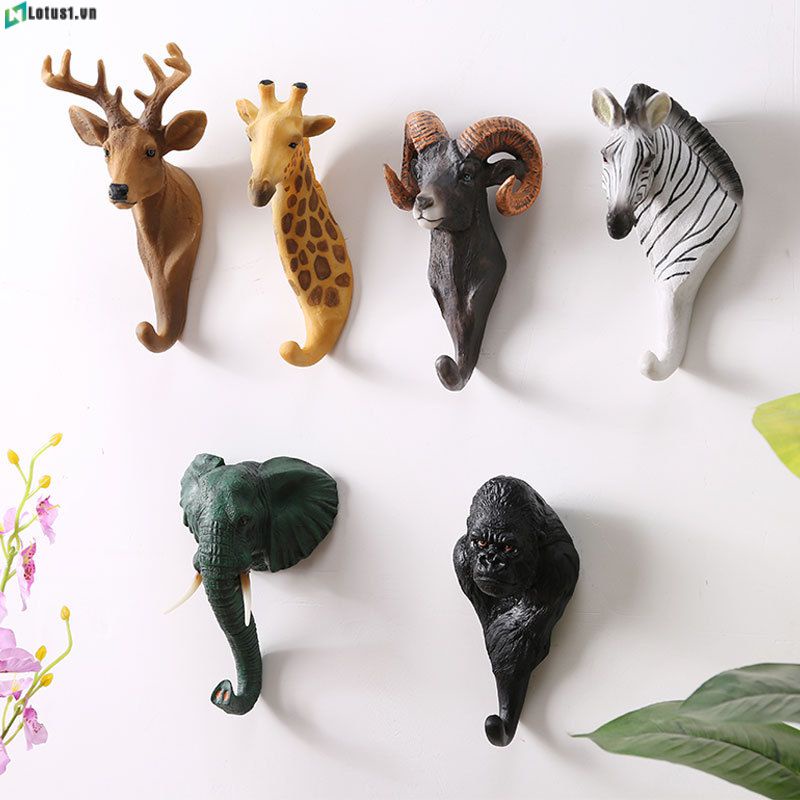 Móc Treo Tường Giá Treo Đầu Động Vật Móc Treo Tường Mũ Áo Khoác Móc Voi Nai Sừng Hươu Cao Cổ Ngựa Phụ Kiện Trang Trí Phòng Tắm