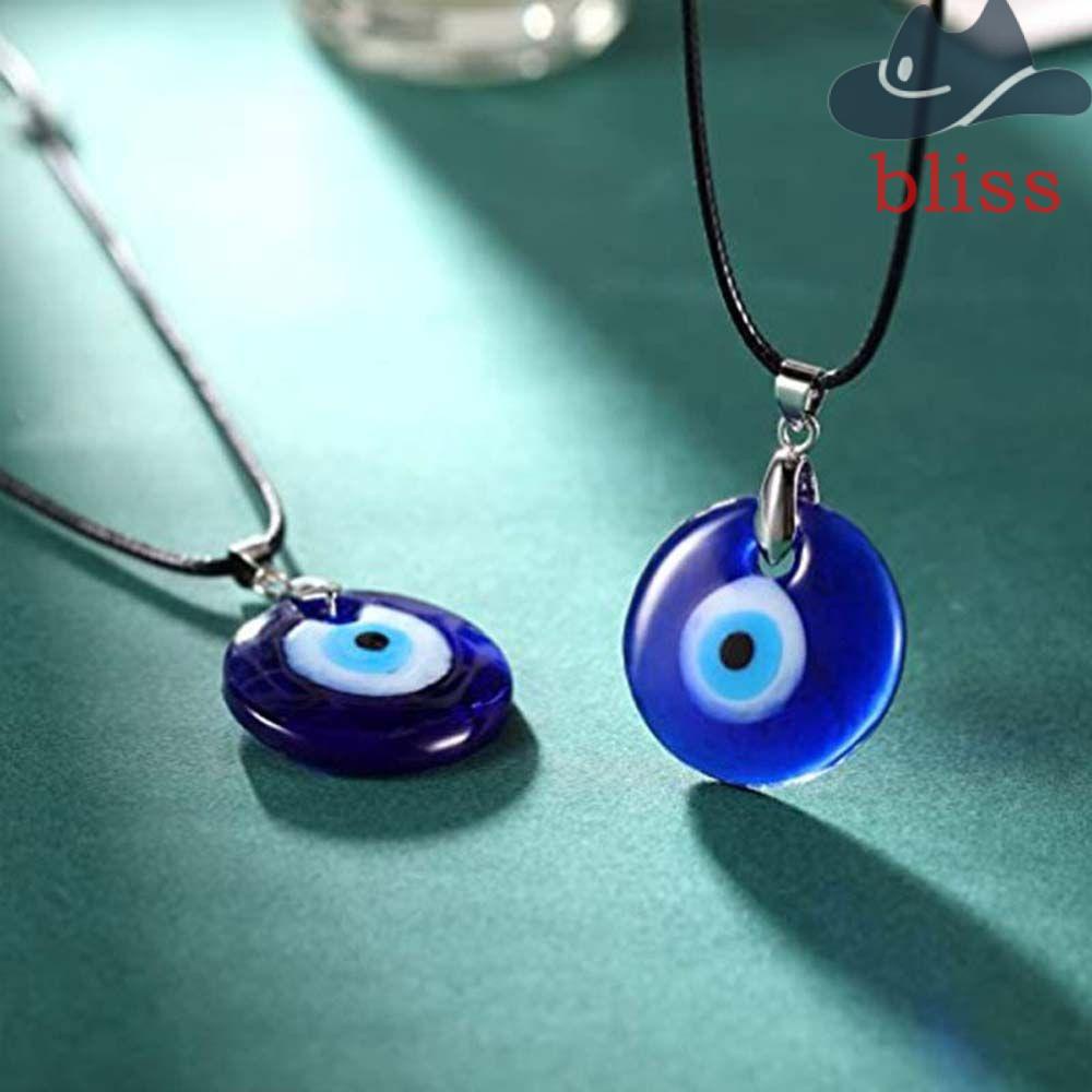 Vòng cổ Mặt Tròn Hình Đôi Mắt Màu Xanh Dương Bằng Thủy Tinh Thời Trang Cho Nam Và Nữ