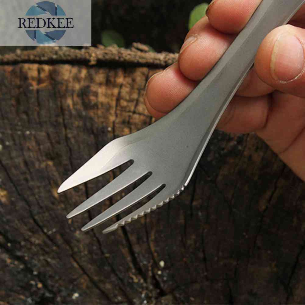 Bộ Muỗng Nĩa 3 Trong 1 Bằng Titan Dùng Cho Cắm Trại