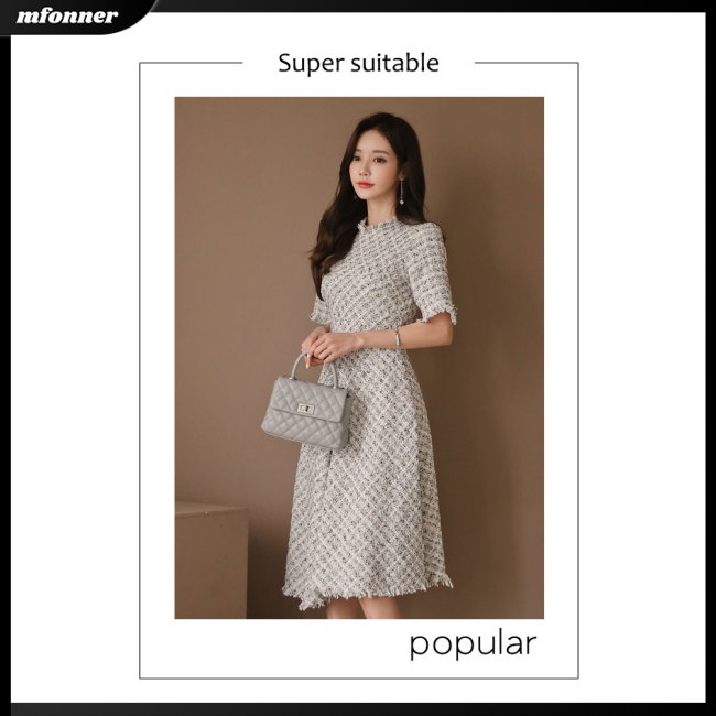 Đầm Tay Lửng Cổ Lọ Dáng Xòe Lưng Cao Cỡ Lớn Thời Trang Cho Nữ