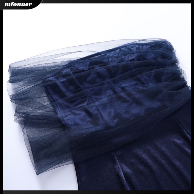 Đầm Dự Tiệc Dáng Ôm Hở Vai Không Tay Phối Lưới Màu Sắc Trơn Gợi Cảm Dành Cho Nữ