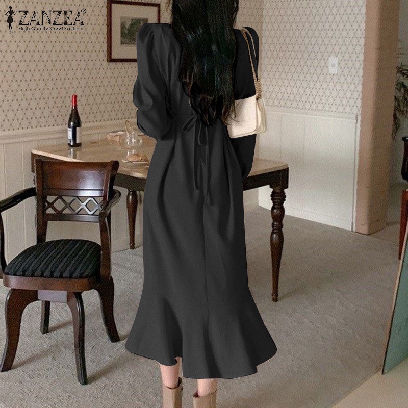 Zanzea Đầm Đuôi Cá Tay Dài Cổ Chữ V Thời Trang Nữ Tính