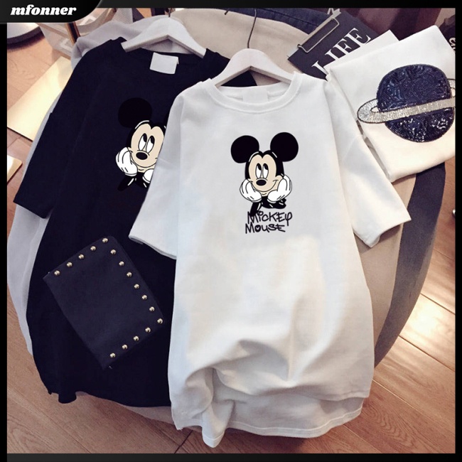 Áo Thun Tay Ngắn Dáng Rộng In Hoạt Hình Chuột Dễ Thương Cho Nữ