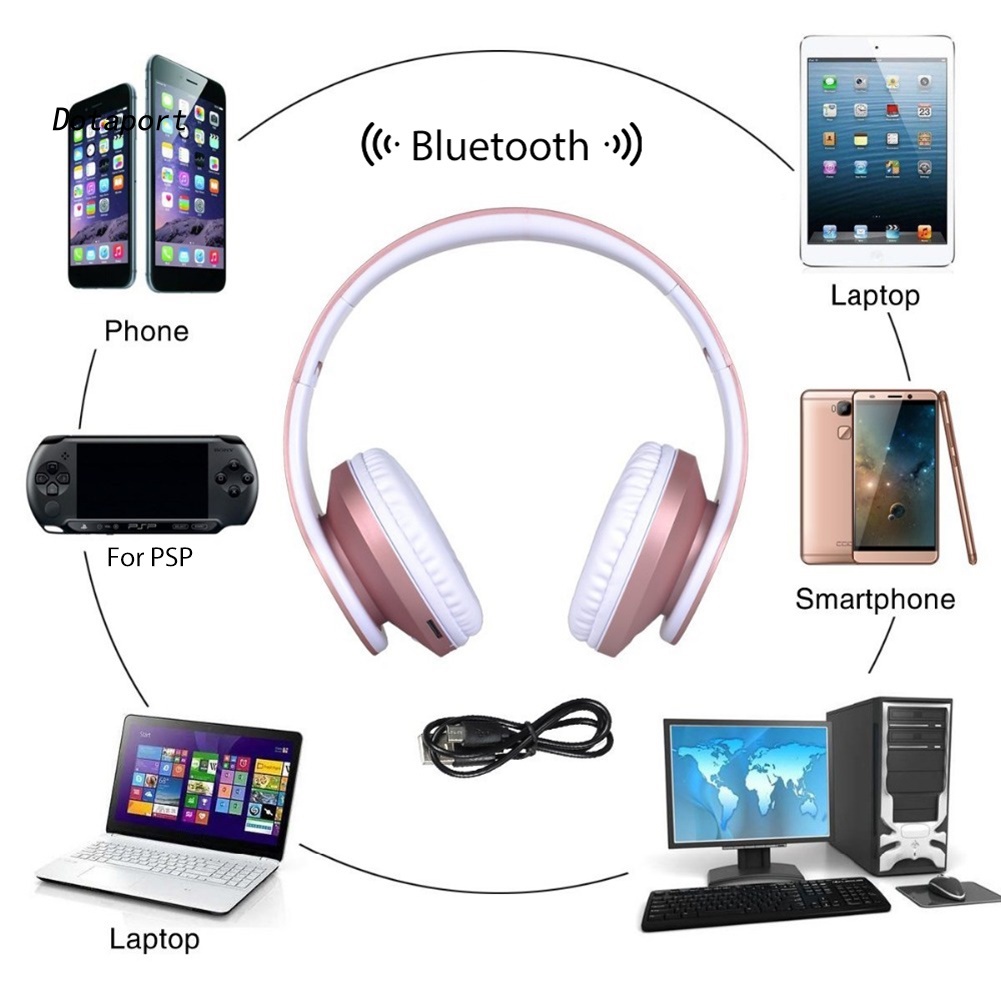 Tai Nghe Chụp Tai KDDT Kết Nối Bluetooth Có Đèn LED Báo Hiệu Âm Thanh Stereo Sống Động
