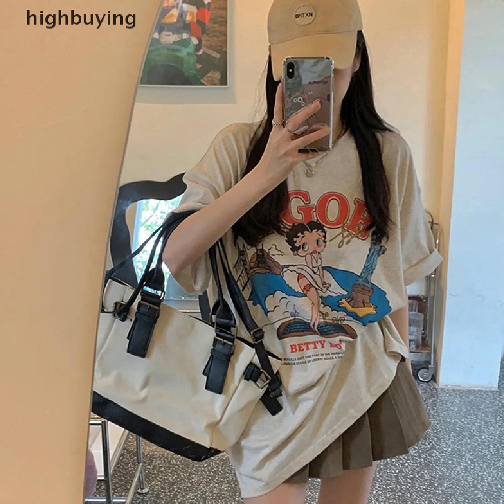 Áo Thun Tay Ngắn Cổ Tròn In Họa Tiết Hoạt Hình Cho Nữ