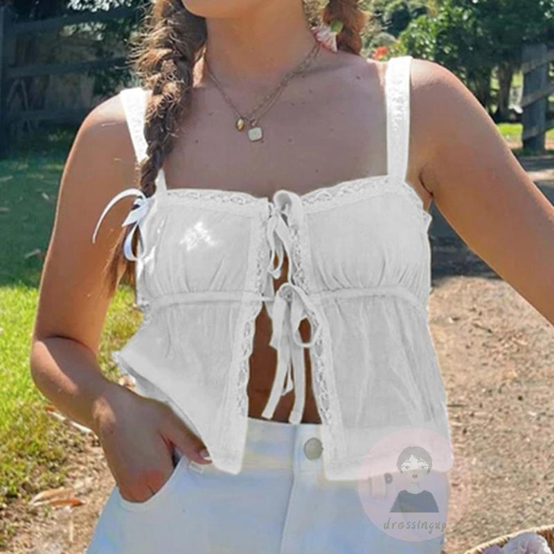 Áo Tank Top Sát Nách Phối Bèo Thời Trang Mùa Hè Cho Nữ