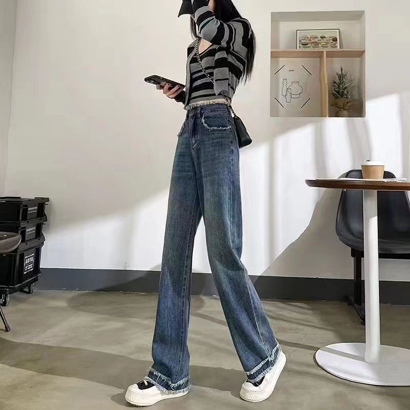 Quần Denim Ống Rộng Tua Rua Thời Trang Chất Lượng Cao