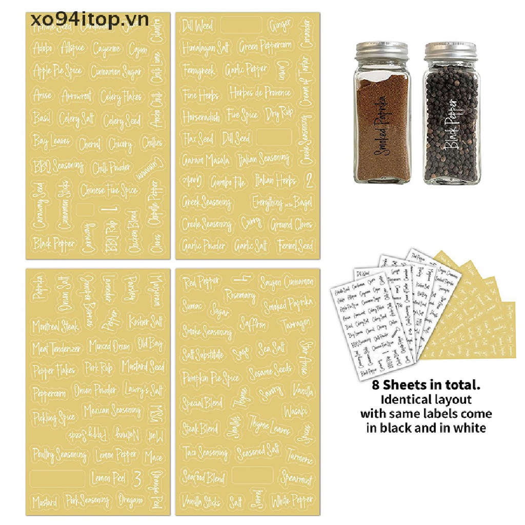 Set 274 / 8 Nhãn Dán Lọ Thủy Tinh Trong Suốt Chống Nước Sáng Tạo