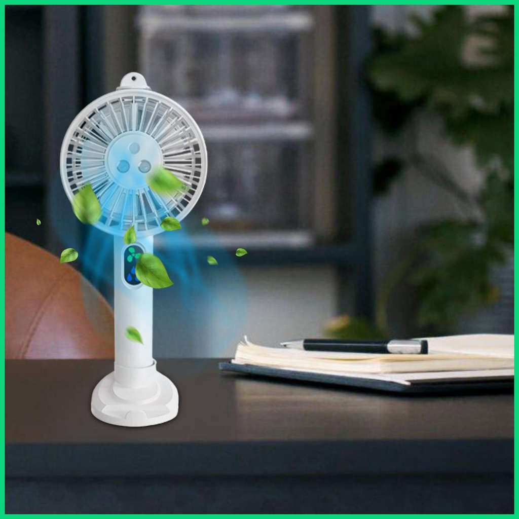 Quạt Mini Cầm Tay 3 Tốc Độ Gió Kèm Giá Đỡ Điện Thoại Tiện Dụng Mang Theo Du Lịch