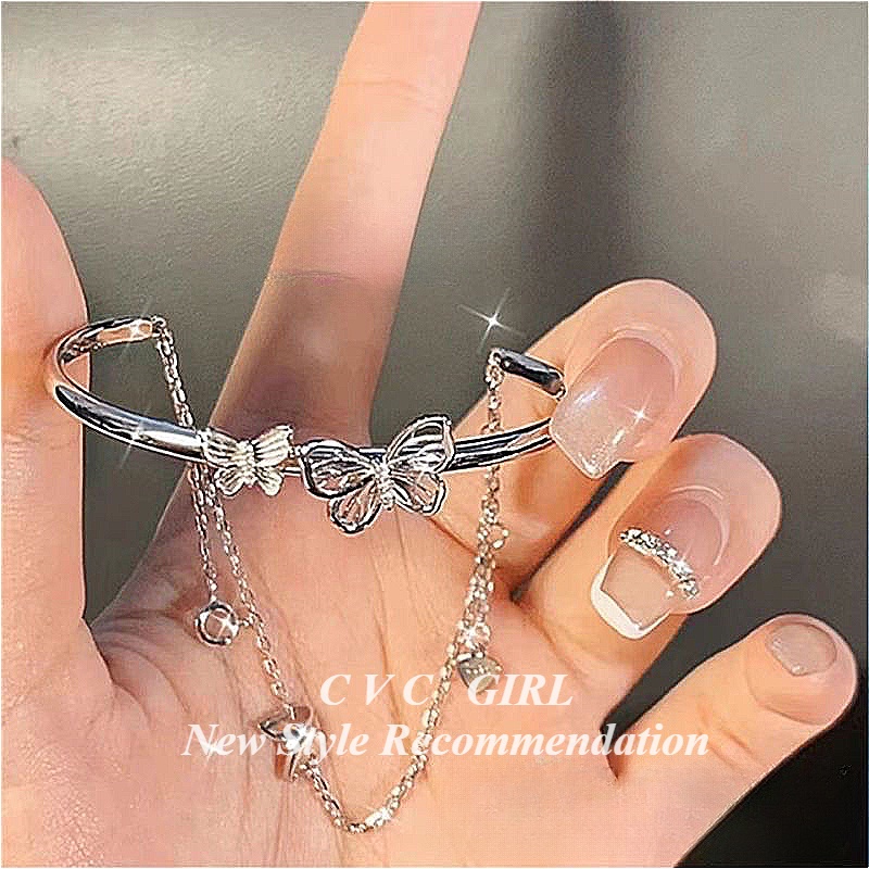 Vòng Tay Hai Lớp Dạng Hở Nhẹ Nhàng Thiết Kế Hình Bướm Siêu Thần Tiên Thời Trang Pháp Cao Cấp Dễ Phối Đồ
