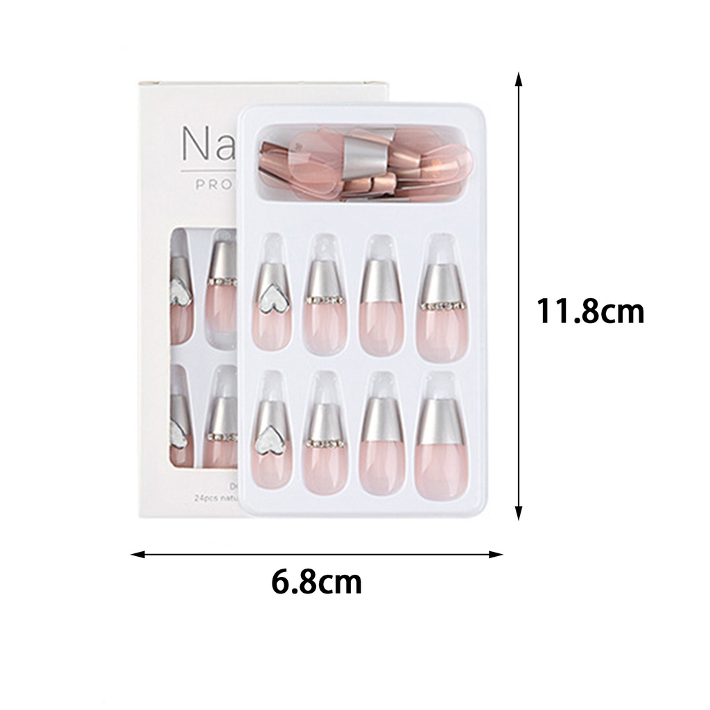 Bộ 24 Móng Tay Giả Có Keo Dán Che Phủ Toàn Diện Trang Trí Móng Tay Nghệ Thuật