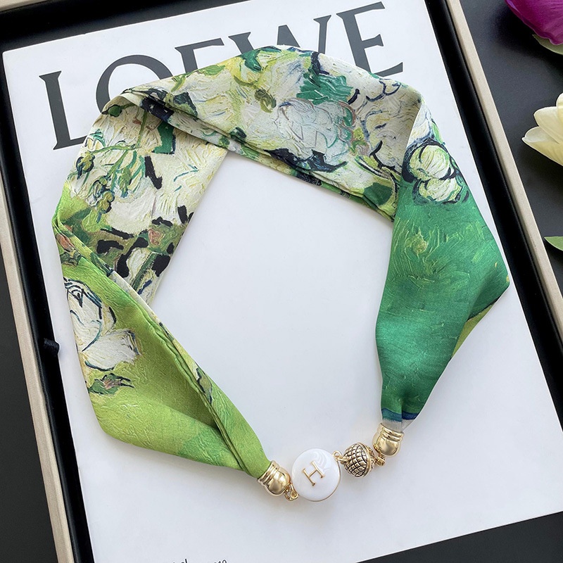 Khăn Choàng Cổ Mỏng Có Khóa Nam Châm Đính Ngọc Trai Thời Trang