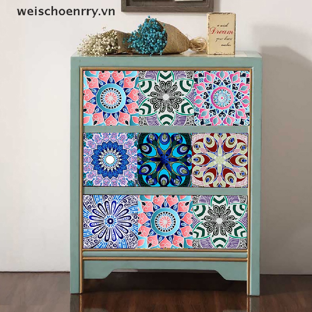 10 Sticker PVC Cứng Chống Nước Họa Tiết Mandala Dễ Thương Bắt Mắt