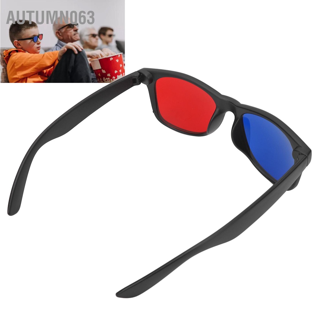 Autumn063 Kính 3D Gọng Nhựa Màu Đen Tròng Nhẹ Dễ Đeo Xanh Đỏ Cho Trò Chơi Phim