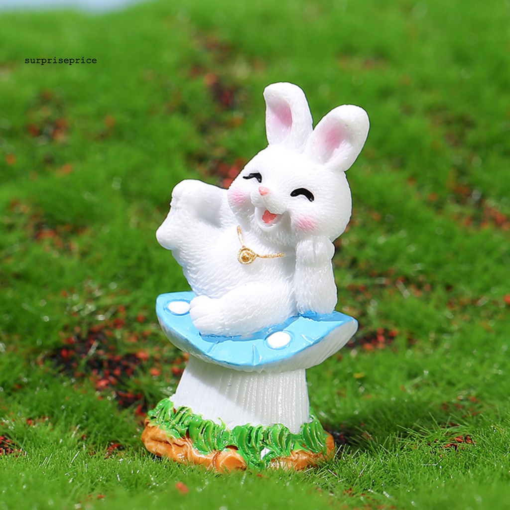 Set 4 Đồ trang trí Thỏ Bunny Mini Bằng Nhựa Resin Trang Trí Phòng Khách / Bàn Làm Việc