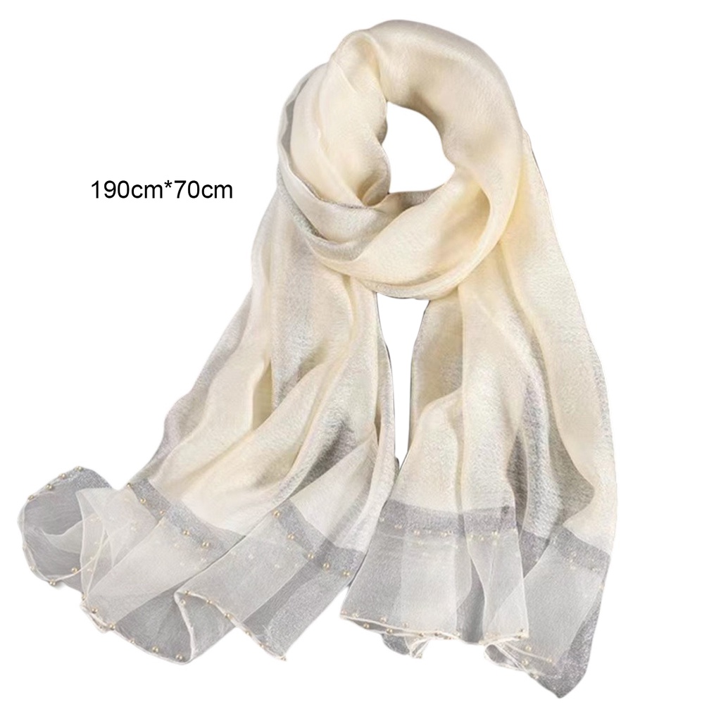 Khăn Choàng Cổ Lụa Mỏng Xuyên Thấu Màu Sắc Tương Phản Khô Nhanh Dùng Khi Đi Tiệc