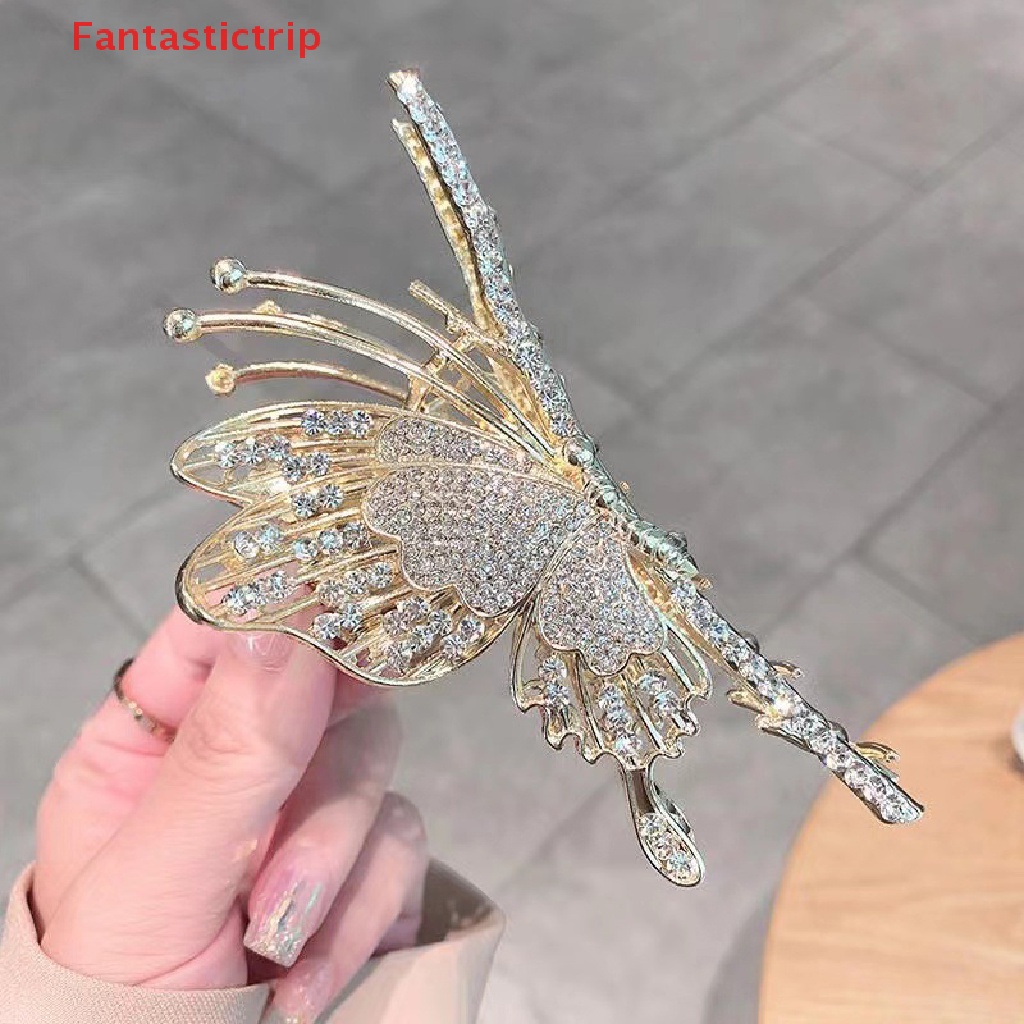 Kẹp Tóc Bướm Đính Đá Phong Cách Retro Cho Nữ