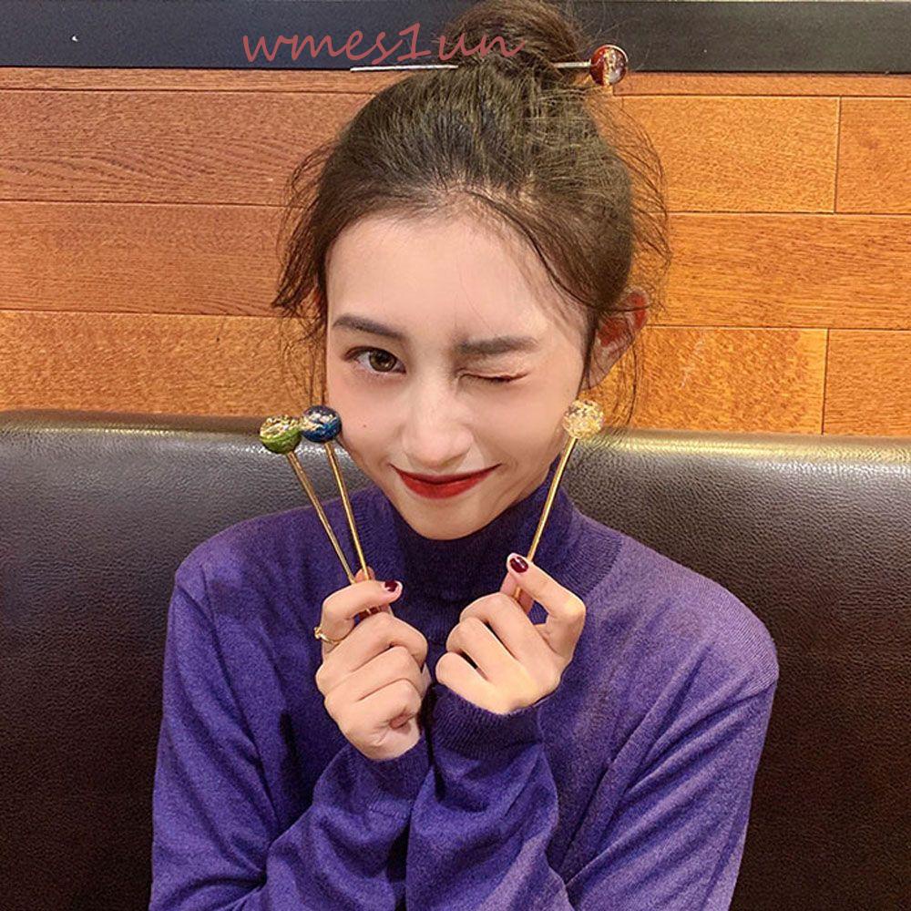 Kẹp Tóc Kim Loại Họa Tiết Bầu Trời Sao Handmade Phong Cách Nhật Bản WMES15H Dành Cho Nữ|Kẹp Tóc Lá Nhôm