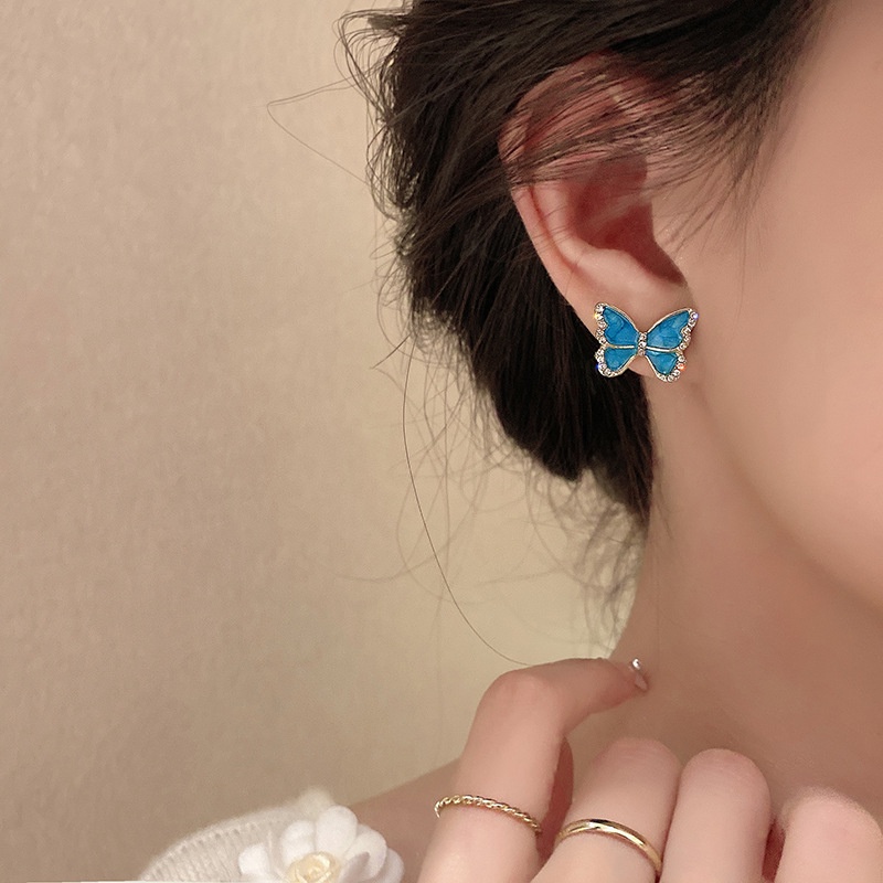 Bông Tai Hình Bướm / Ngôi Sao Đính Đá Dễ Thương Thanh Lịch Phong Cách Hàn Quốc Cho Nữ