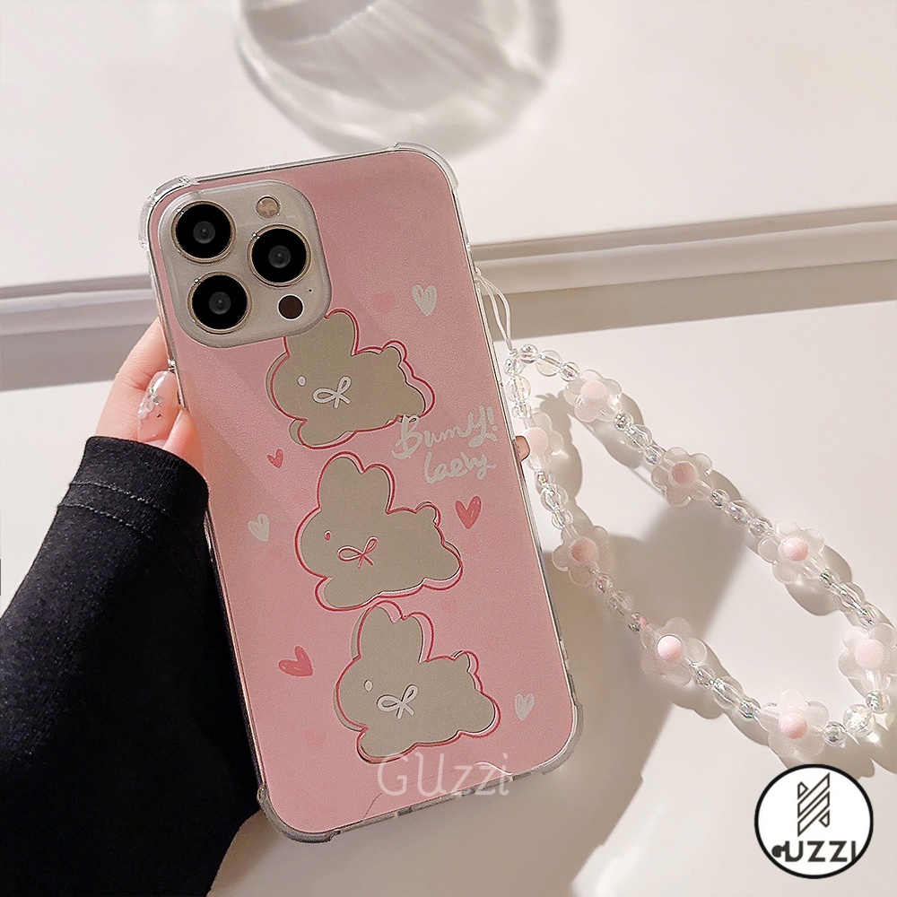 Ốp Điện Thoại TPU Màu Hồng Tích Hợp Gương Và Vòng Đeo Tay Dành Cho Iphone 11 / 14 12 13 14 Pro Max