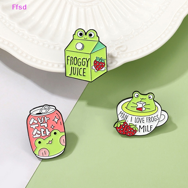 {Ffsd} Ghim Cài Áo Tráng Men Hình Ếch Cà Phê Sữa Nước Ép Có Thể Tùy Chỉnh Làm Quà Tặng Cho Bạn Bè * Bán Chạy