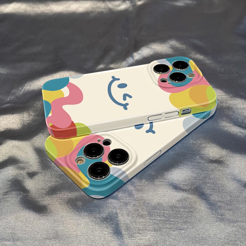 Ốp Điện Thoại Cứng Siêu Mỏng Hình Mặt Cười Đơn Giản Cho Iphone14Promax12Xr13 CU4N 11