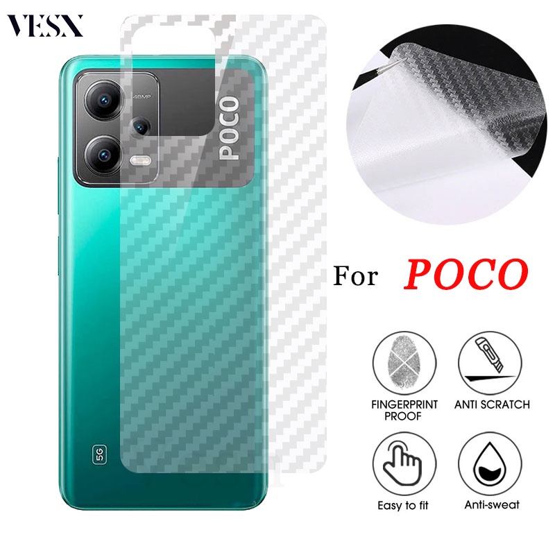 Dán Lưng Điện Thoại Cacbon Chống Vân Tay Cho Xiomi Xiaomi POCO C65 F5 X5 X4 X3 NFC F4 F3 GT F2 M5 M4 M3 Pro C40 C50 C55 5G 4G 2023