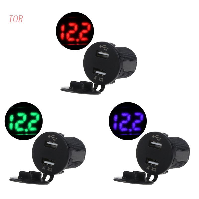 Ổ Cắm Sạc Nhanh USB 12V / 24V Có Đèn LED Hiển Thị Vôn Kế Cho Xe Hơi