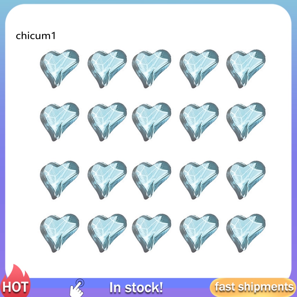 Set 20 Phụ Kiện Trang Trí Móng Tay Hình Trái Tim Lấp Lánh Thời Trang Dành Cho Nữ