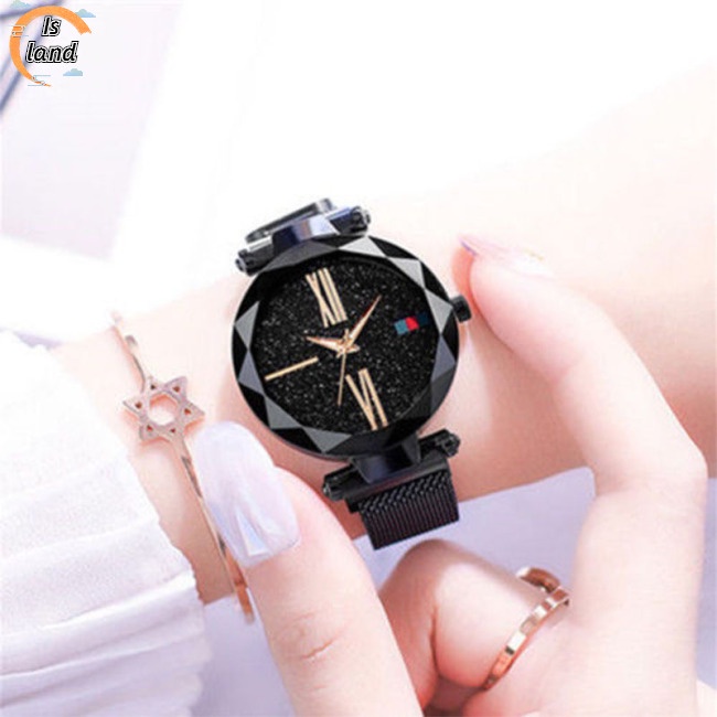 Đồng Hồ Đeo Tay Quartz Không Gỉ Từ Tính Họa Tiết Bầu Trời Sao Sang Trọng Cho Nữ