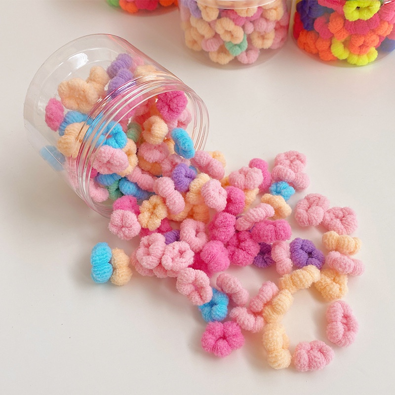 Hộp 100 Dây Buộc Tóc Co Giãn Nhiều Màu Sắc Dễ Thương Cho Bé Gái