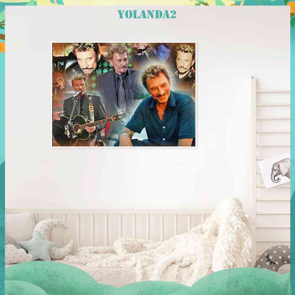 Bộ Tranh Đính Đá 5D Tự Làm Toàn Diện Họa Tiết Johnny Hallyday Trang Trí Nhà Cửa