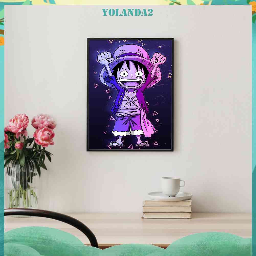 Tranh Đính Đá Kim Cương Toàn Bộ 5D DIY Hình Vẽ Khỉ Luffy Thủ Công Trang Trí Nhà