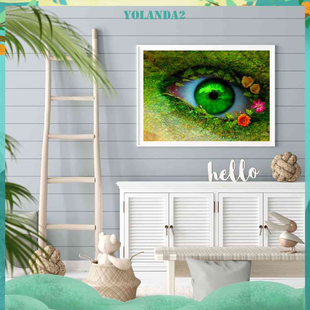 Tranh Đính Đá Kim Cương Toàn Bộ 5D DIY Hình Vẽ Đôi Mắt Xanh