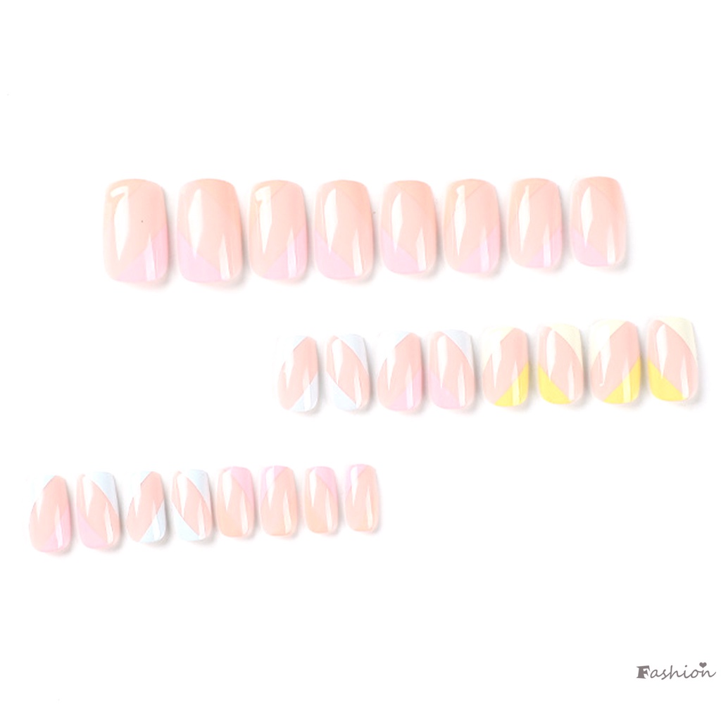 Bộ Móng Tay Giả Hình Vuông Màu Cầu Vồng Dùng Trang Trí