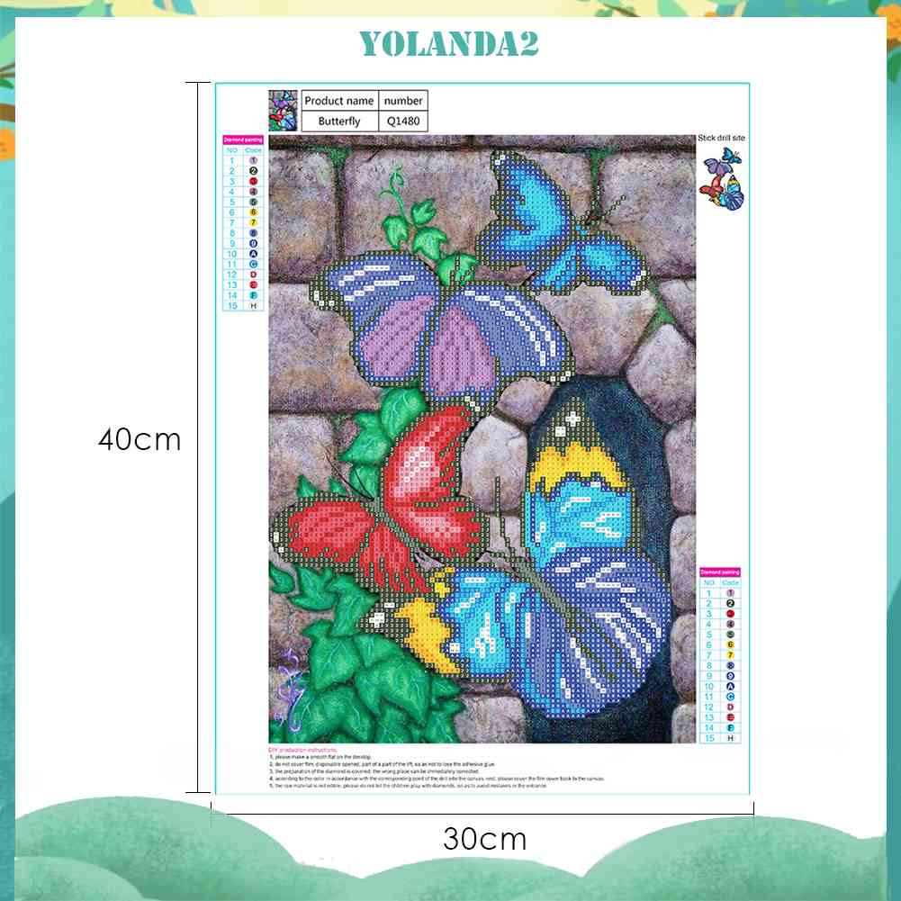 Tranh Thêu Trang Trí Thủ Công 5D Hình Bướm Đầy Màu Sắc (Mũi Thêu Hình X