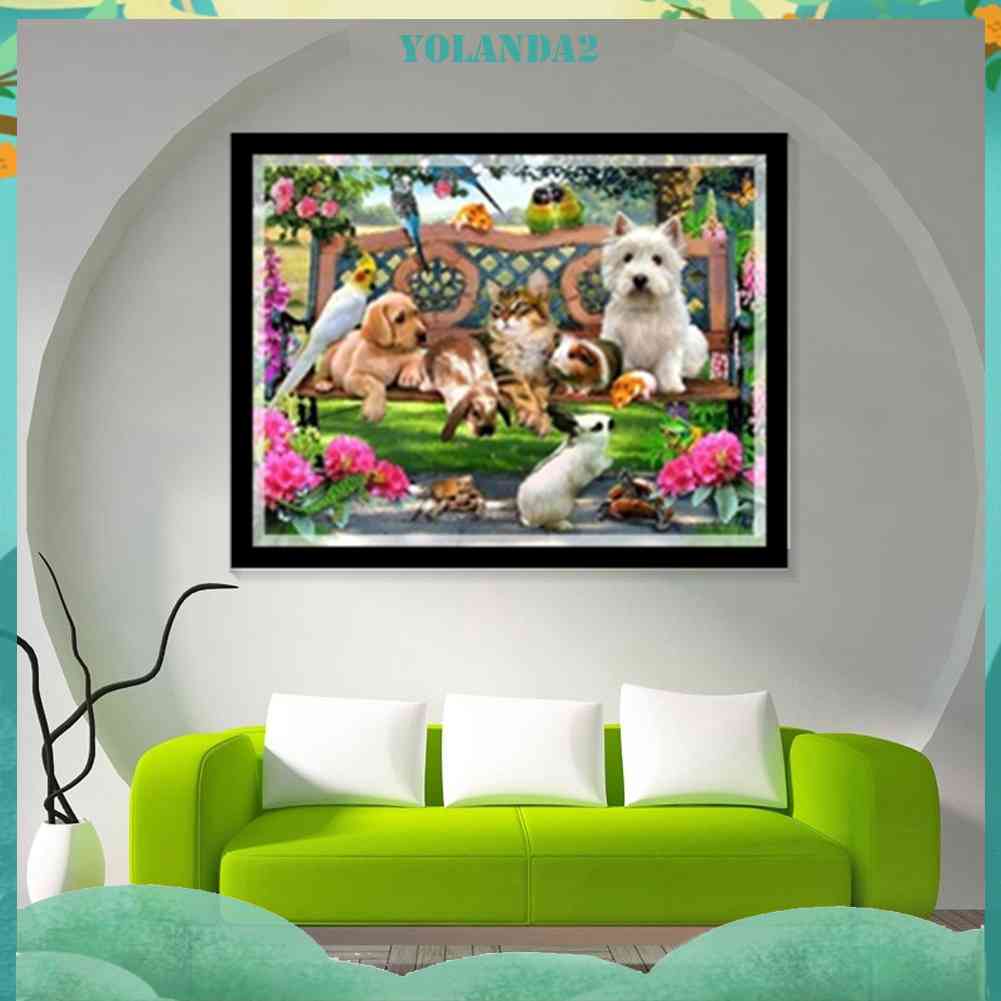 Bộ Tranh Đính Đá 5D Tự Làm 40x30cm Hình Khu Vườn Động Vật