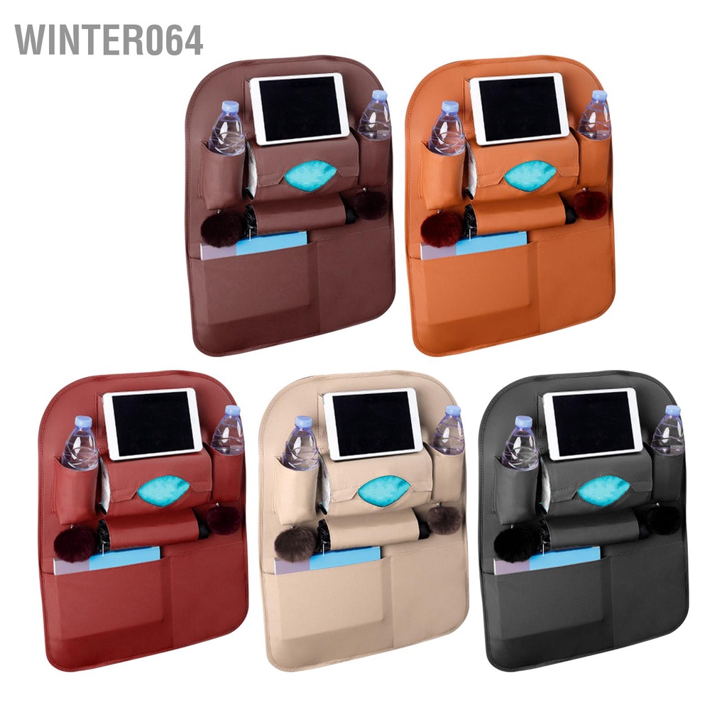 Winter064 Ghế Xe Ô Tô Lưng Túi Nhiều Tiết Kiệm Không Gian Bảo Vệ Da PU Người Tổ Chức Cho Cốc Nước Sách Mô