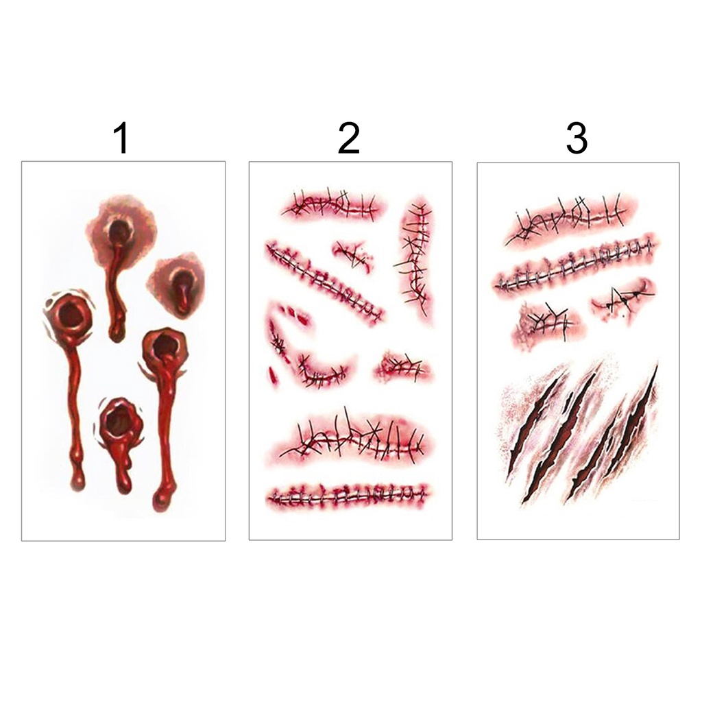 Hình Xăm Dán Tạm Thời Họa Tiết Vết Sẹo Thoáng Khí Lâu Trôi Trang Trí Tiệc Halloween